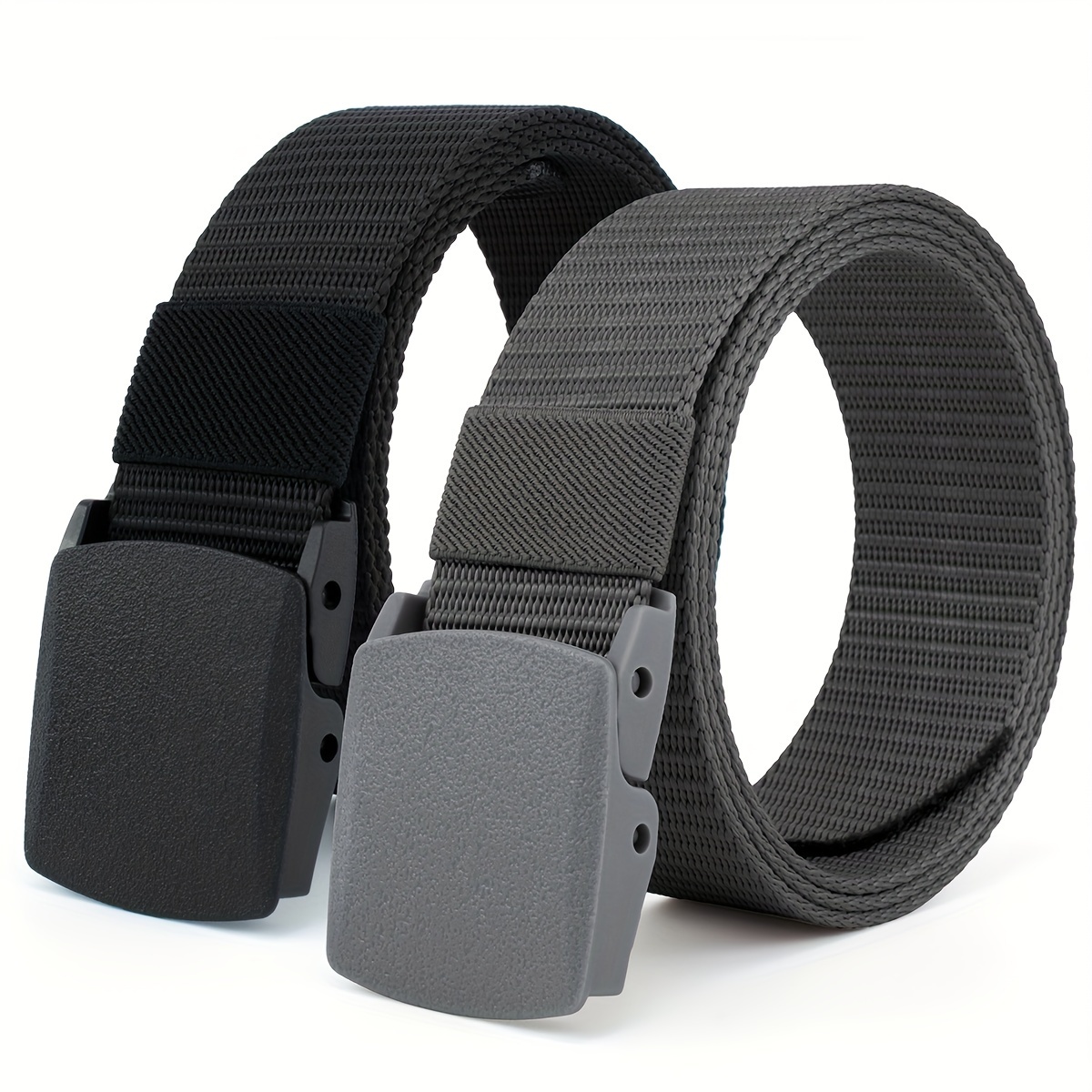 2 Pack Casual Belts with Nylon Webbing Quick Release Buckle